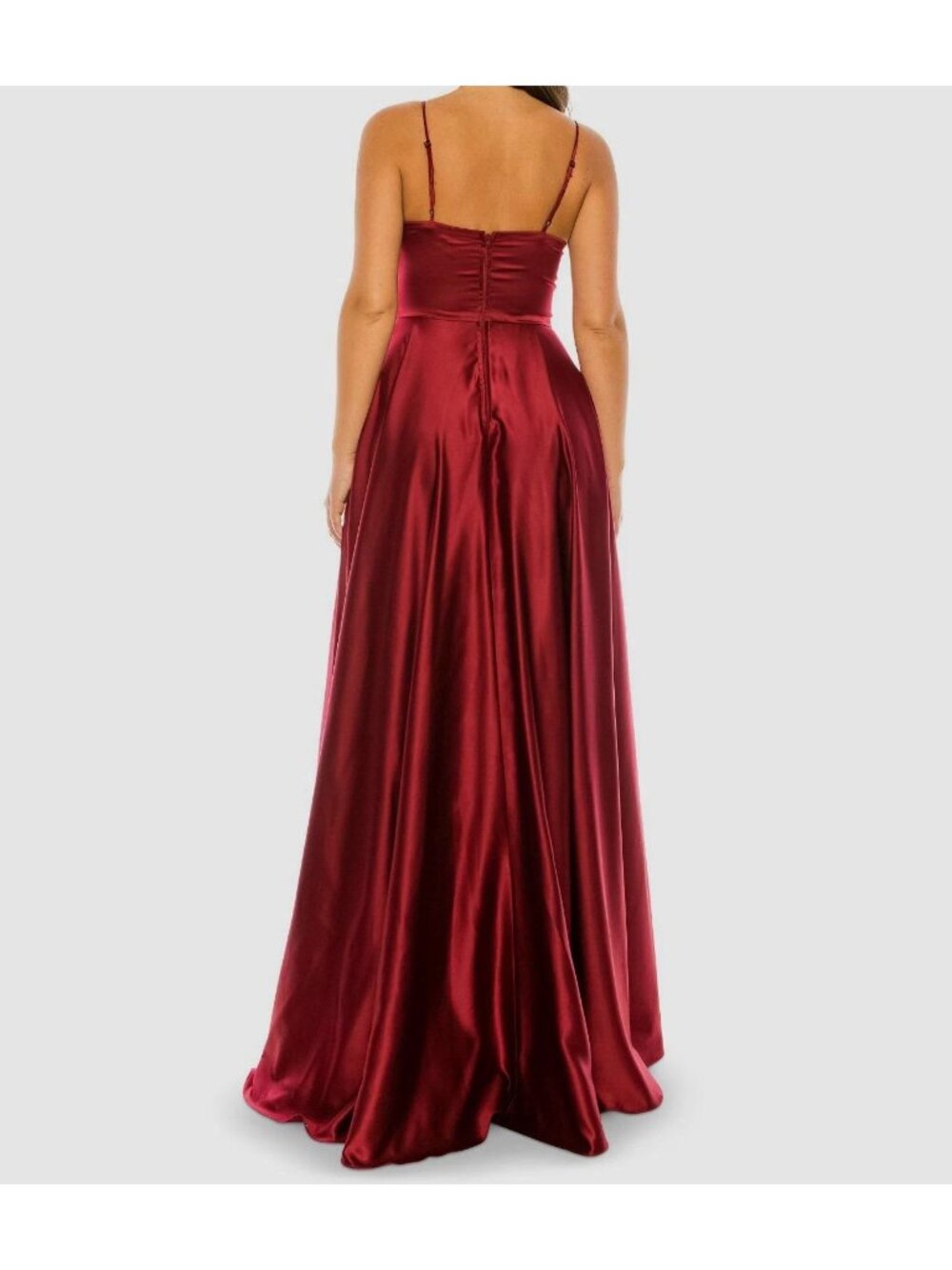 B Darlin Women Red Front-Slit Gown Satin Sleeveless Dress Plus Size 22W $129 - Picture 2 of 2